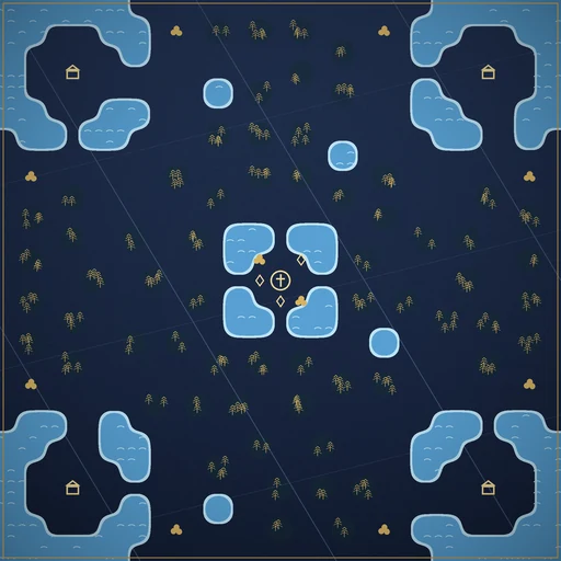 Lobby map icon for Drowned Crossings: the same layout in the style of the game’s own map icons.